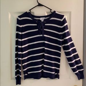 Navy and white sweater